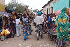 Utcakép egy vidéki településről Ogaden régióban