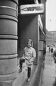 Kalevi Keihänen on the stairs of his company in Helsinki in 1969.