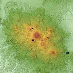 Topografická mapa pohoří Kirishima.