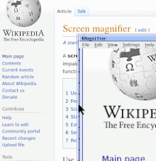 Rendering this very page with Firefox, and magnifying its upper left corner with kmag Kmagnifier screenshot.gif