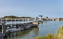 Overview of the Lorentzsluizen (Lorentz Locks) complex in the Afsluitdijk (Closing Dam), Kornwerderzand, the Netherlands, 2018. Kornwerderzand. (actm) 35.jpg