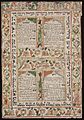 Illuminated plaque on paper with calligraphy and decorative elements. Includes four liturgical poems for Purim customary among Kurdish Jews; mid-19th century, Kurdistan