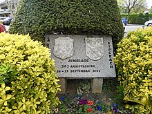 Plaque commémorative de jumelage La Roche-sur-Foron - Stockach, 2002.