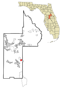 Lake County Florida Włączone i niezarejestrowane obszary Montverde Highlighted.svg