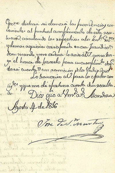 File:Letter of José de San Martin where asked for prisoners of the Malvinas Islands (1816) (2).jpg