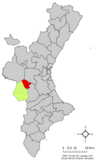 Localización de Cortes de Pallás respecto a la Comunidad Valenciana