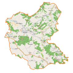 Mapa konturowa gminy Lubomierz, u góry po prawej znajduje się punkt z opisem „Pławna Dolna”