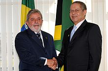 Prime Minister Bruce Golding with the President of Brazil, Lula da Silva. LulaGolding.jpg