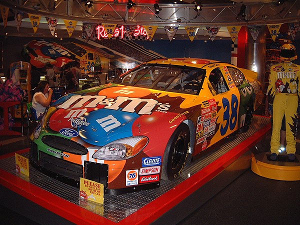 Sadler's 2003 No. 38 RYR car on display at M&M's World