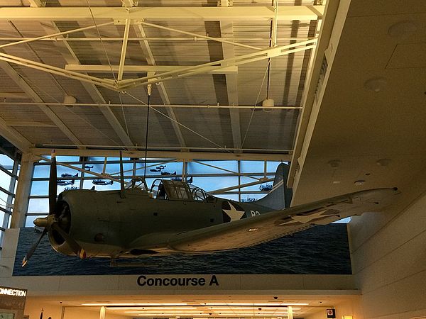 Douglas SBD Dauntless on static display as part of the Midway memorial