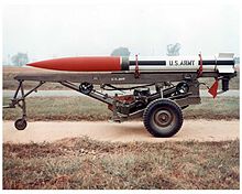 XM51 production rocket, with small fins and short, lightweight XM34 launcher MGR-3 Little John 03.jpg