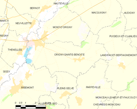 Mapa obce Origny-Sainte-Benoite