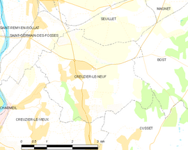 Mapa obce Creuzier-le-Neuf