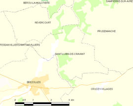 Mapa obce Saint-Lubin-de-Cravant