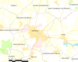 Mapa obce Mayenne