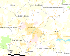 Poziția localității Mayenne