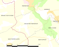 Kart over Han-devant-Pierrepont