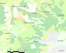 Mapa obce Vernet-les-Bains