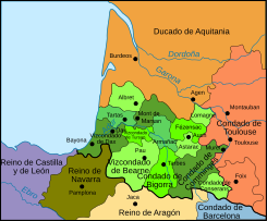 Mapa fr vévodství Gaskoňsko 1150-en.svg