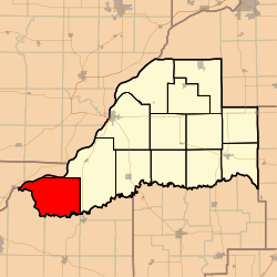 Meyson okrugi, Illinoys.svg-ning Lynchburg shaharchasi ko'rsatilgan xarita