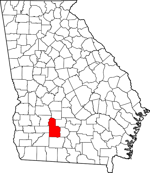 Map of Georgia highlighting Worth County