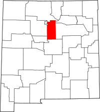 サンタフェ郡の位置を示したニューメキシコ州の地図