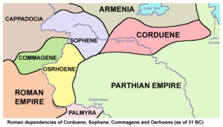 מפה המציגה את התלות הרומית של קרטיגיני (אנ') (נכון ל־31 לפנה"ס)