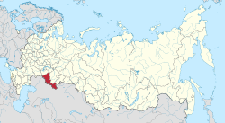 ロシア内のオレンブルク州の位置の位置図