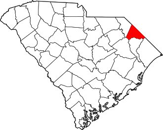 Location of Dillon County in South Carolina Map of South Carolina highlighting Dillon County.svg