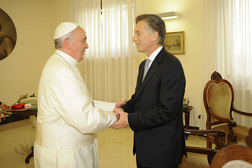 Ontmoeting tussen Mauricio Macri en paus Franciscus in 2013.