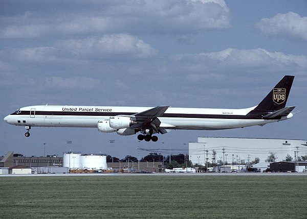 A Douglas DC-8-73F landing at Louisville, Kentucky