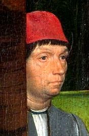 Autorretrato, detalle del retablo de la Virgen María, c.  1468, Galería Nacional, Londres