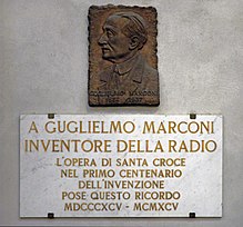 Memorial plaque in the Basilica Santa Croce, Florence. Italy Memorial plaque in honor of Guglielmo Marconi in the Basilica Santa Croce, Florence. Italy.jpg