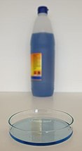 Methanol from Supermarket as grill lighter fluid (Spain, 99 % methanol, colored blue) Methanol from supermarket.jpg