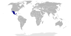 Location of Mexico on world map