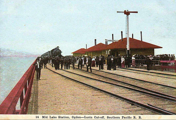 The line included a rail station called Mid Lake, which was in the middle of the Great Salt Lake.