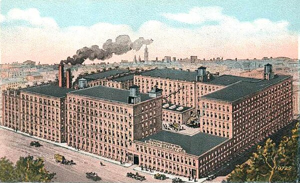 The Milton Bradley factory in Springfield, Massachusetts, in a 1910s postcard