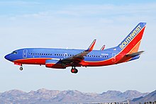 Un Boeing 737 di Southwest Airlines, l'utilizzatore principale di questo tipo di aereo.