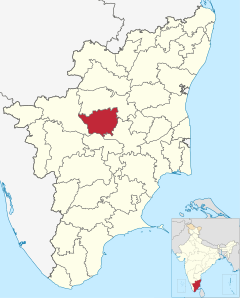 Localizacion del districte de Namakkal en Tamil Nadu