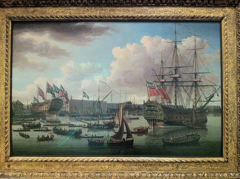 File:National Maritime Museum BHC3602 - The Royal George at Deptford, with the launch of the Cambridge, 1755, John Cleveley.jpg