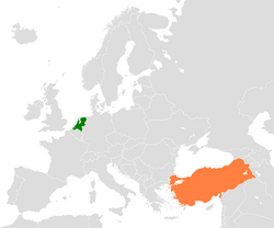 Haritada gösterilen yerlerde Netherlands ve Turkey