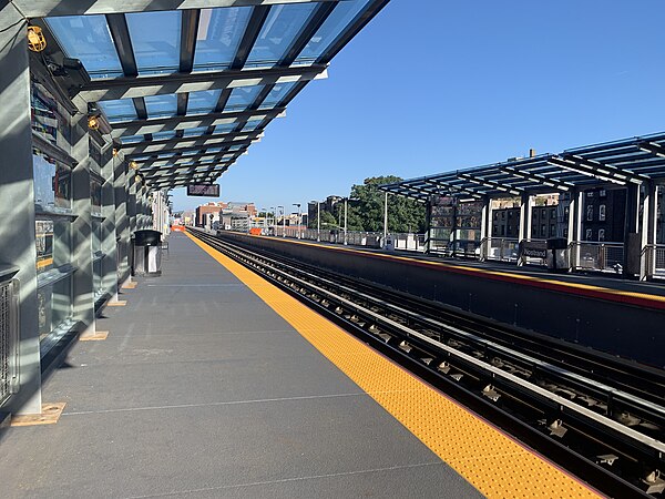 The Nostrand Avenue LIRR station, as seen in 2019, during renovations.