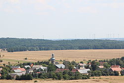 Village view from green hiking trail