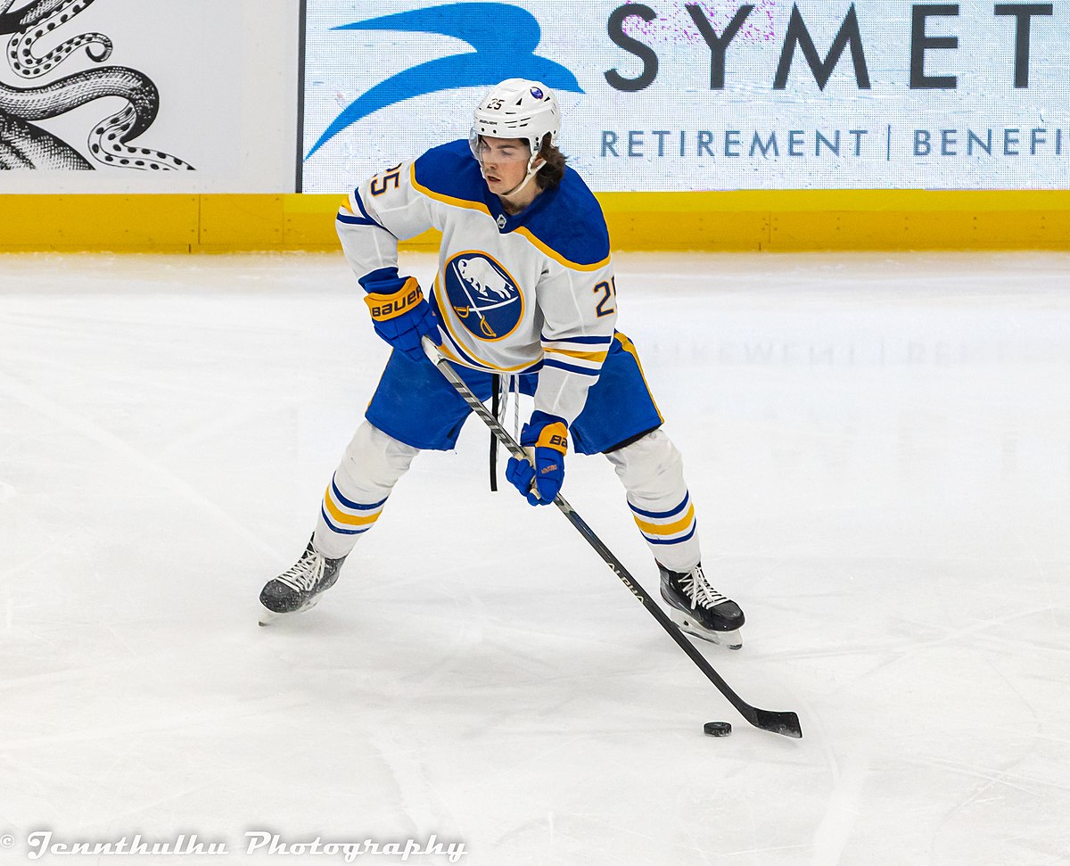 Buffalo Sabres defenseman Owen Power (25) skates during the first