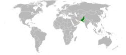 Пәкістан мен Біріккен Араб Әмірліктерінің орналасуын көрсететін карта
