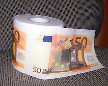 Toilet paper with motif 50 euro bills Papier toaletowy.jpg