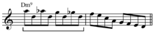 Pedal tone example. The repeated d in the first bar is the pedal point. Play Pedal tone example.png