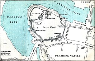Plan of the defences of Pembroke Castle PembrokeCastlePlan1892.jpg