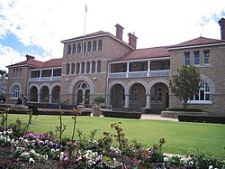 Final work as government architect, the Royal Mint (1899). Controlled by the British crown until 1970. Perth Mint.jpg