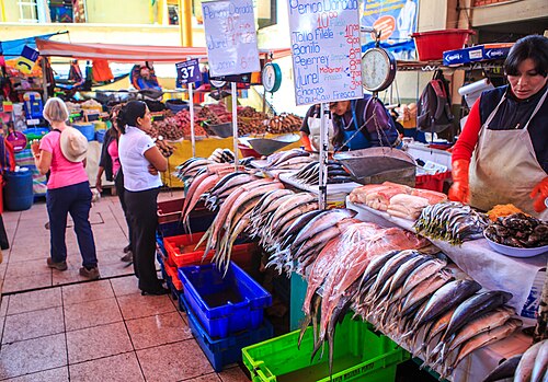 Fish market in Peru.